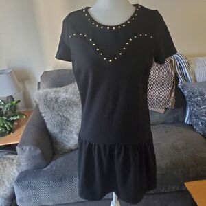 Designer. Sinequonone Paris. black with gold stud Details dress. Size Small